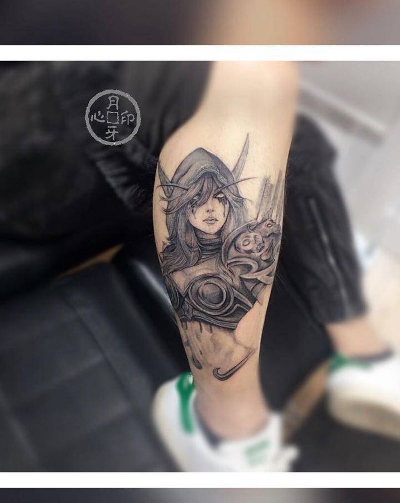 恢复100天后效果纹身图片_腿部欧美写实恢复后魔兽纹身图案