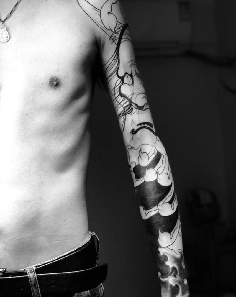 九分袖纹身图片_手臂纹身图案
