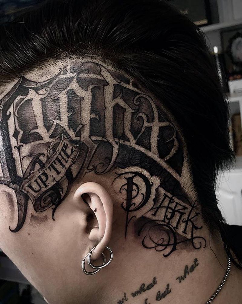 花体纹身图片_花体字欧美写实纹身图案