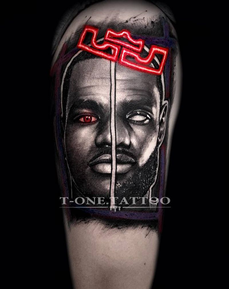 T-one.tattoo纹身图片_手臂欧美写实暗黑原创詹姆斯纹身图案