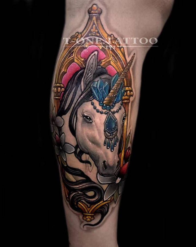 T-one.tattoo纹身图片_腿部New School原创纹身图案