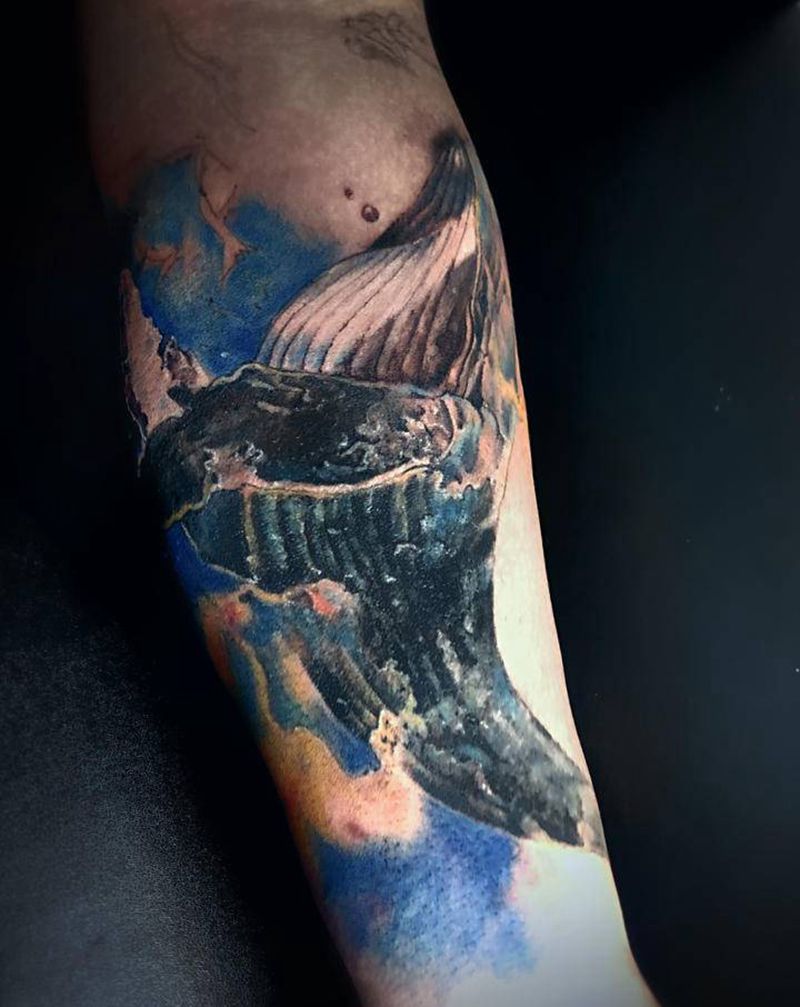 鲲纹身图片_手臂欧美写实彩色写实纹身图案