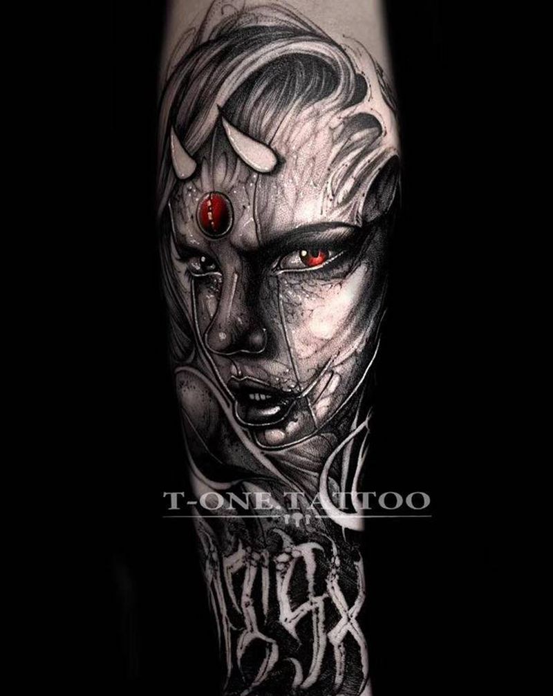 T-one纹身图片_手臂手部欧美写实暗黑暗黑寫實纹身图案