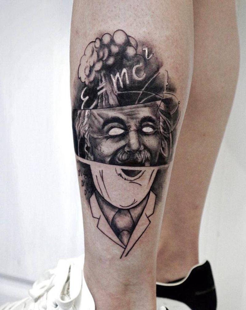 遮盖纹身图片_腿部欧美写实花体字纹身图案