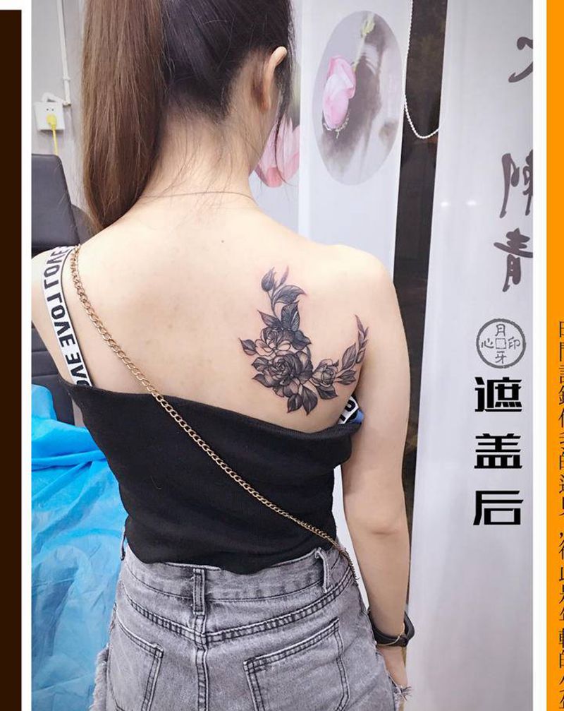 遮盖旧纹身纹身图片_背部New School花旧遮盖纹身图案