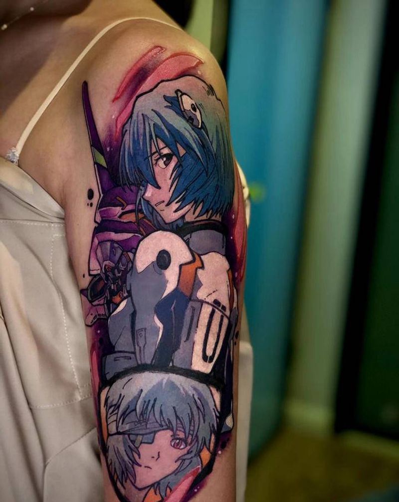 绫波丽纹身图片_手臂新传统卡通绫波丽纹身图案