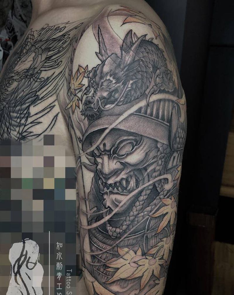 武士纹身图片_手臂新传统纹身图案