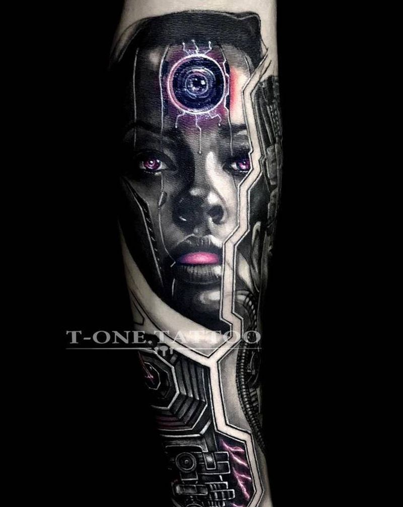 T-one纹身图片_手臂欧美写实暗黑纹身图案