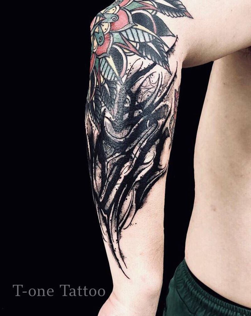 T-one纹身图片_手臂花体字原创花体字纹身图案