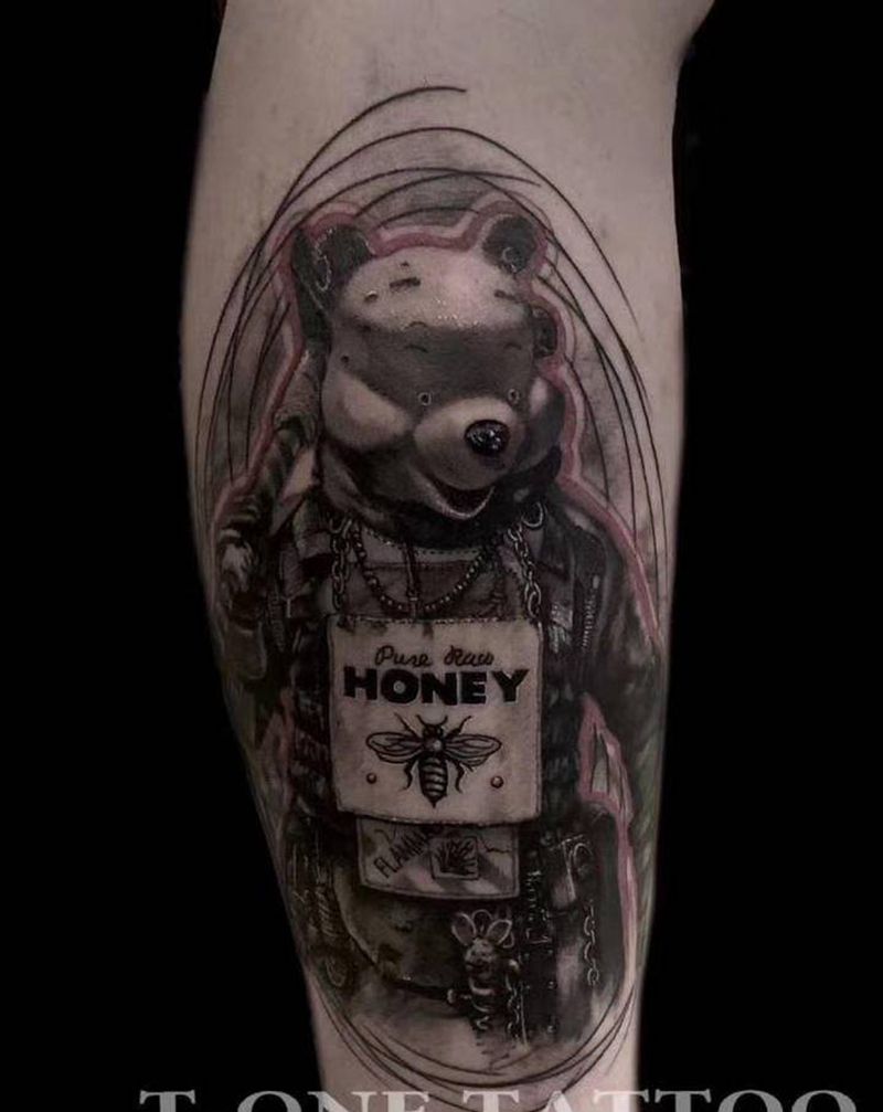 T-one纹身图片_腿部欧美写实暗黑纹身图案