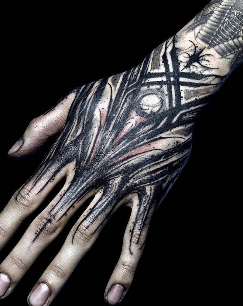 T-one纹身图片_手部花体字原创纹身图案