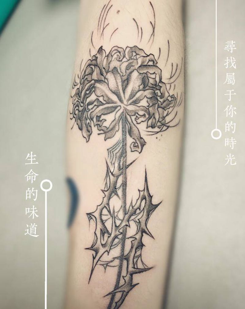 彼岸花纹身图片_手臂New School彼岸花小臂纹身图案