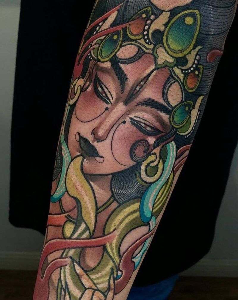 敦煌飞天纹身图片_手臂New School纹身图案