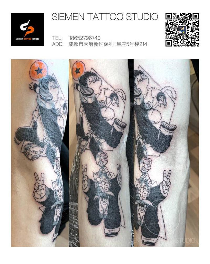 七龙珠纹身图片_手臂水墨七龙珠遮盖纹身图案