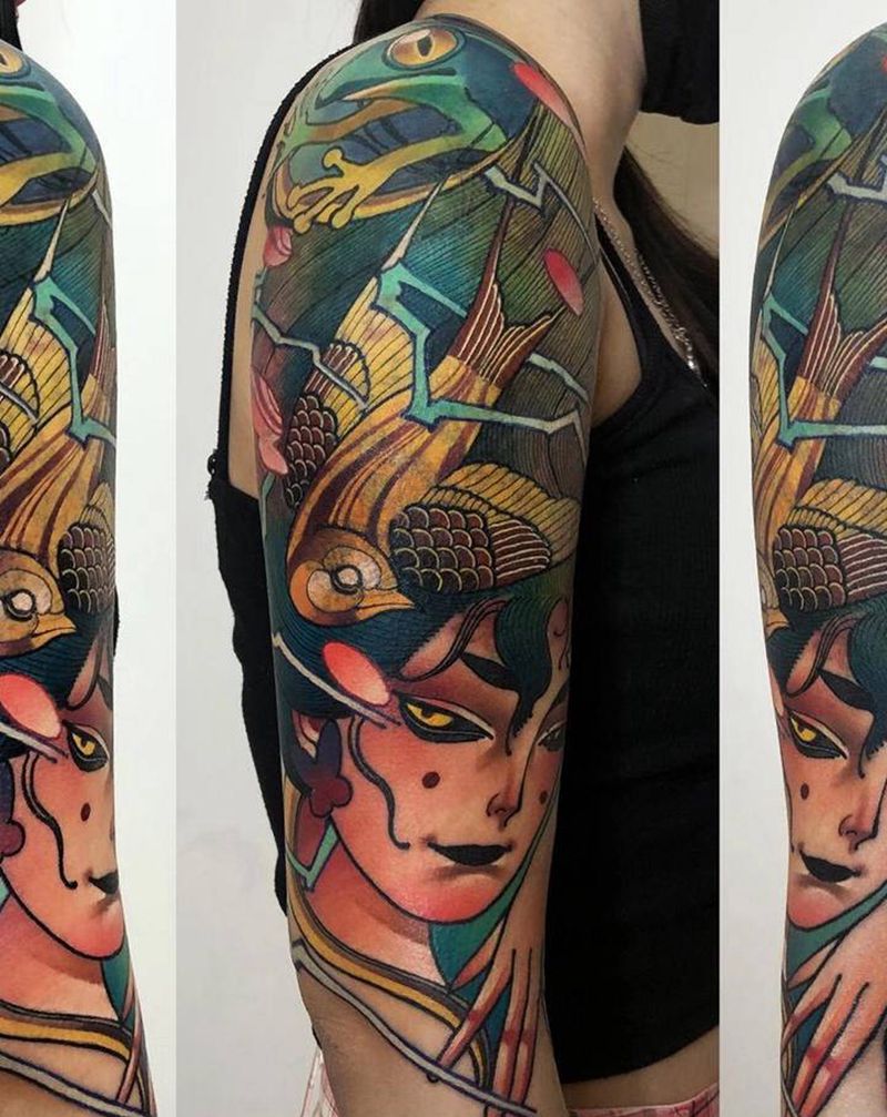 旧纹身遮盖纹身图片_手臂New School纹身图案