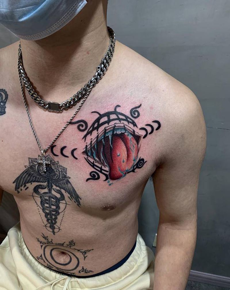 T-one纹身图片_胸部New School纹身图案