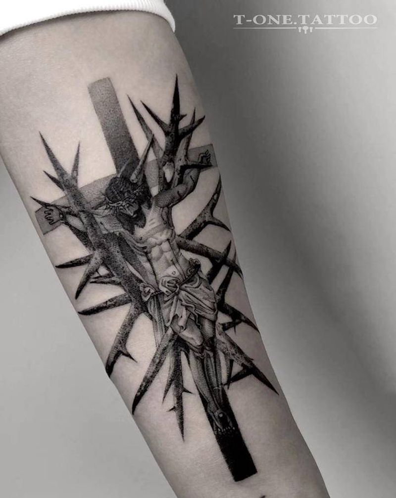 T-one纹身图片_手臂欧美写实纹身图案
