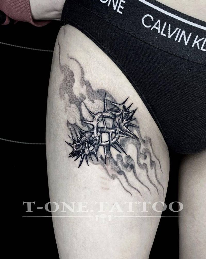 T-one纹身图片_腿部纹身图案