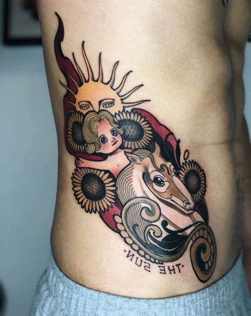 塔罗牌纹身图片_腰部New School塔罗牌纹身图案