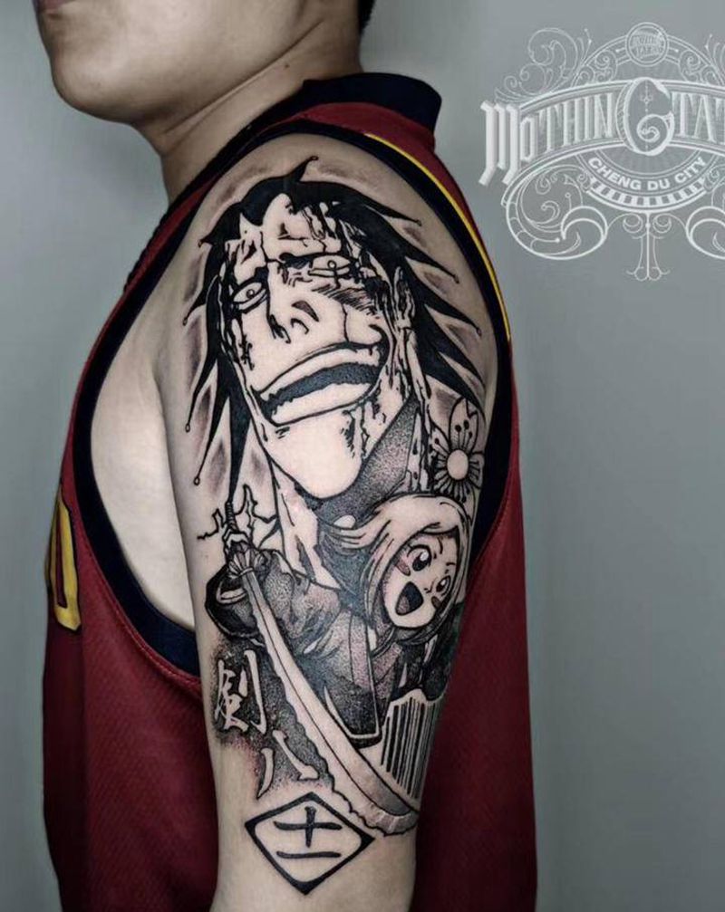 《死神》纹身图片_手臂New School死神更木剑八八千流纹身图案