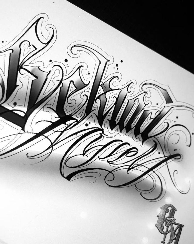 客稿 花体字纹身图片_腿部花体字欧美写实纹身图案