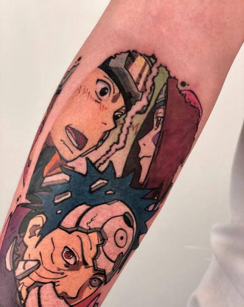 火影忍者纹身图片_手臂New School火影忍者宇智波带土纹身图案