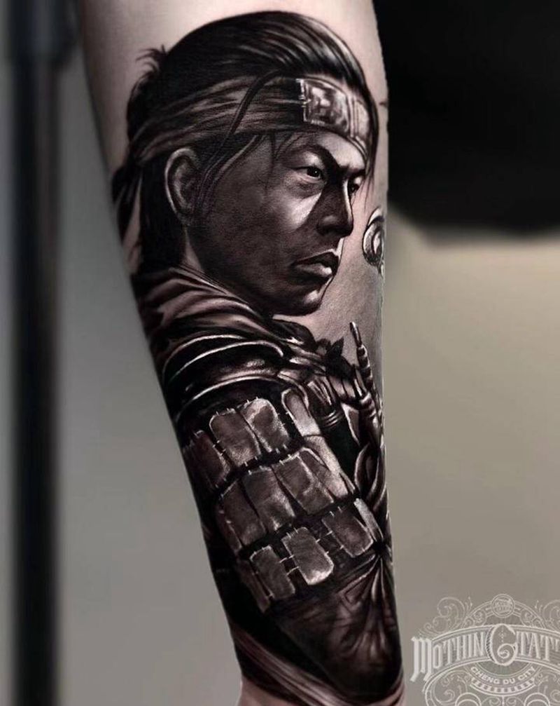 对马岛之魂纹身图片_手臂欧美写实纹身图案