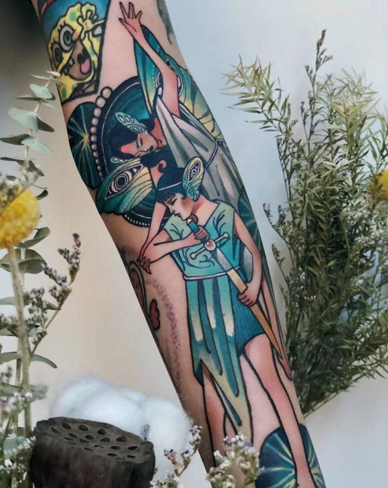 劝架纹身图片_手臂New School纹身图案