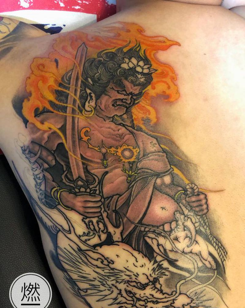 明王纹身图片_背部新传统纹身图案