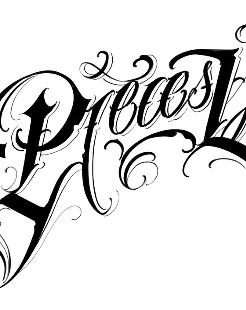 花体设计纹身图片_手臂花体字欧美写实纹身图案