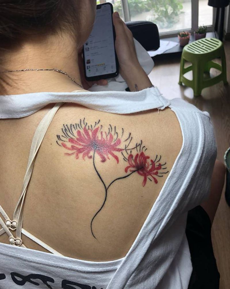 旧图修改纹身图片_背部水彩纹身图案