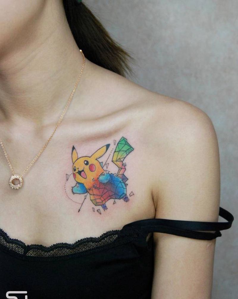 皮卡丘纹身图片_New School纹身图案