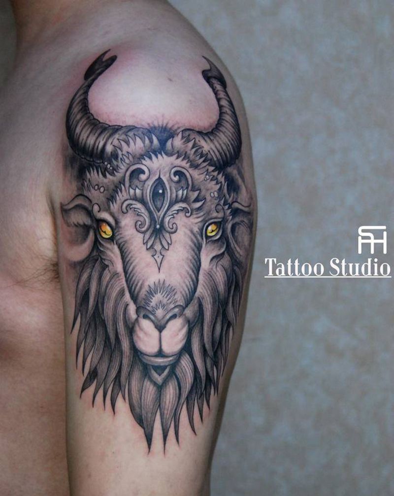 羊纹身图片_New School纹身图案