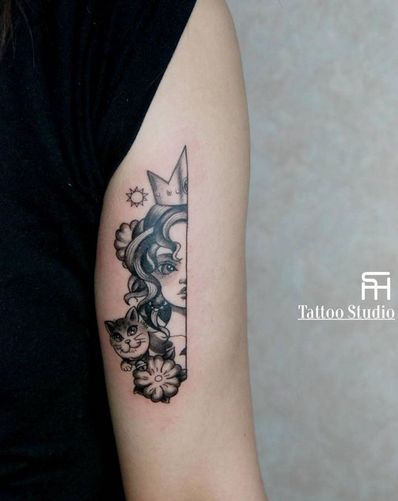 小菇凉纹身图片_New School纹身图案