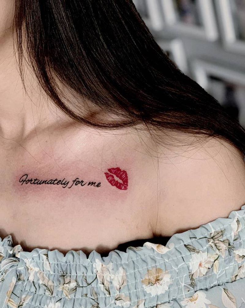 烈焰红唇。纹身图片_胸部纹身图案