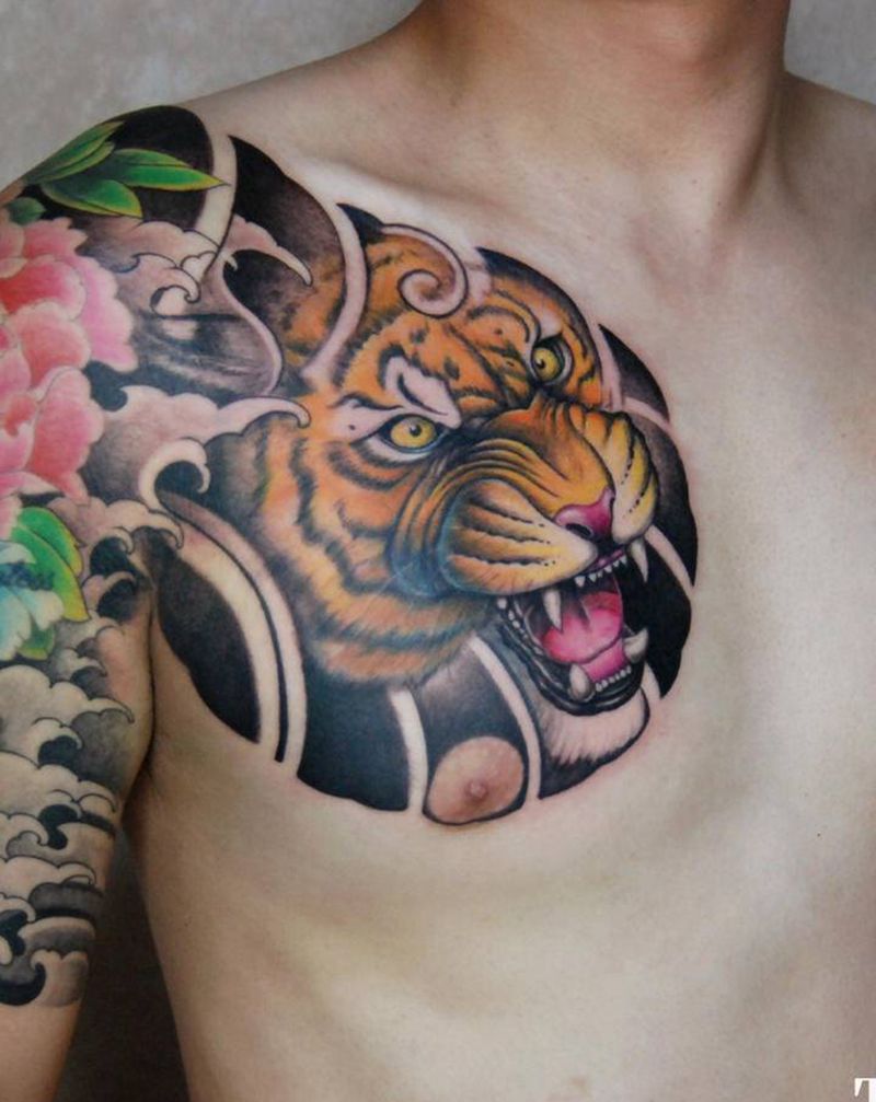 半甲纹身图片_新传统纹身图案