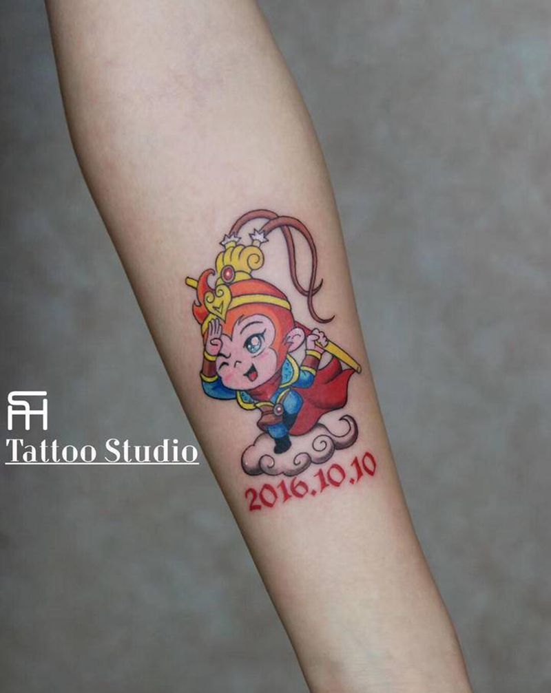 Q版悟空纹身图片_卡通纹身图案