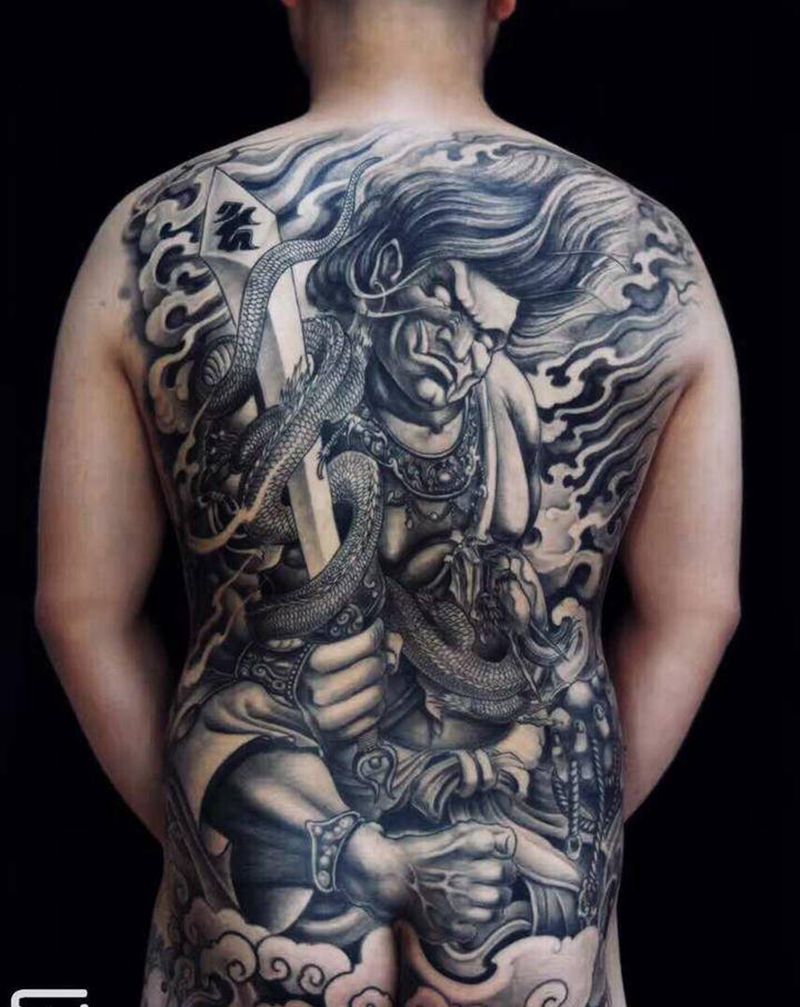 不动明王纹身图片_新传统纹身图案