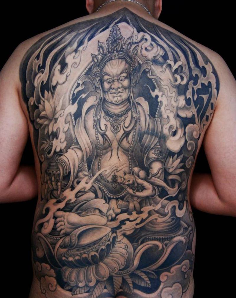 黄财神纹身图片_新传统纹身图案