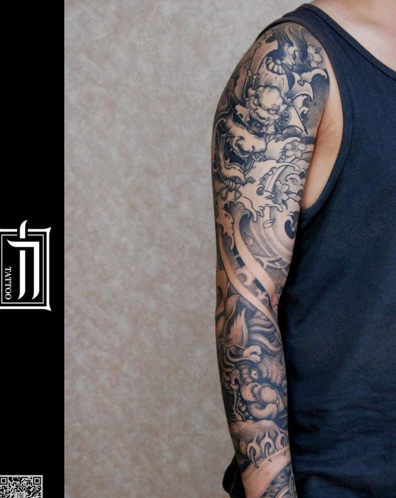 整臂纹身图片_新传统纹身图案