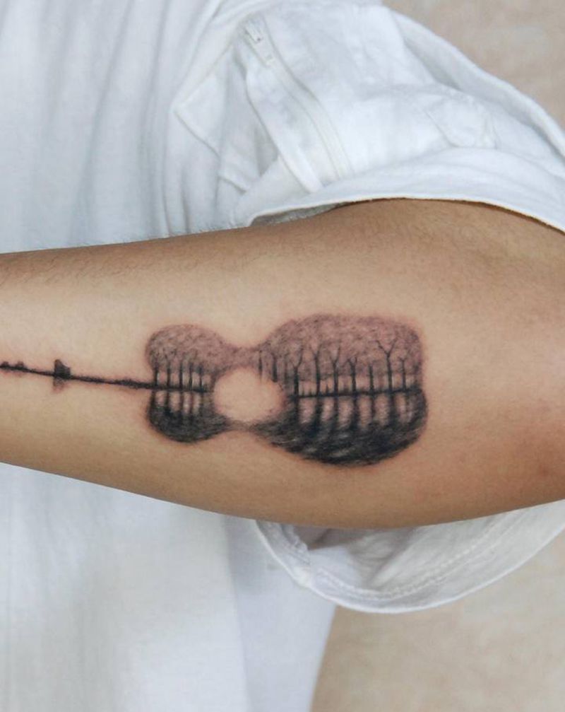 倒影纹身图片_欧美写实纹身图案