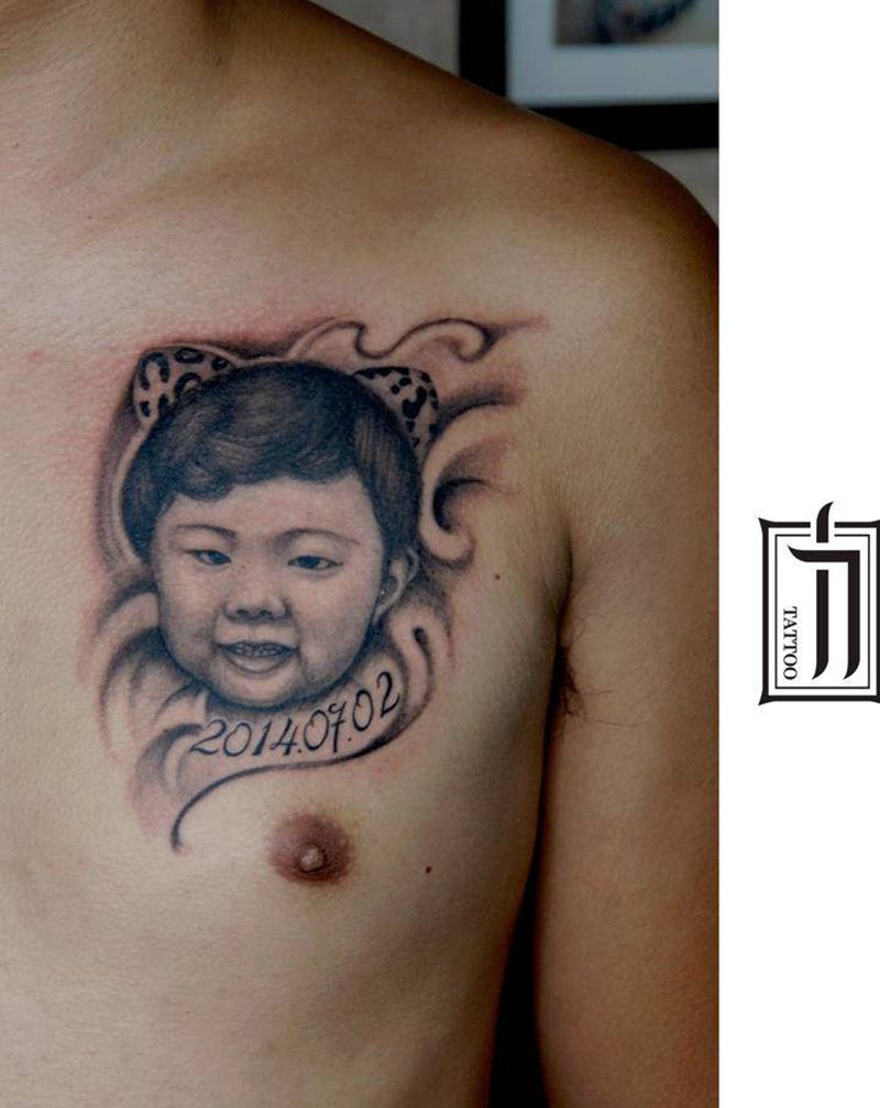 孩子纹身图片_欧美写实纹身图案