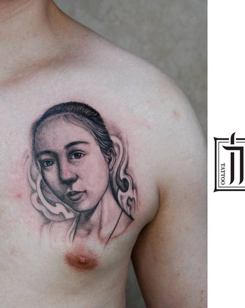 女友纹身图片_欧美写实纹身图案