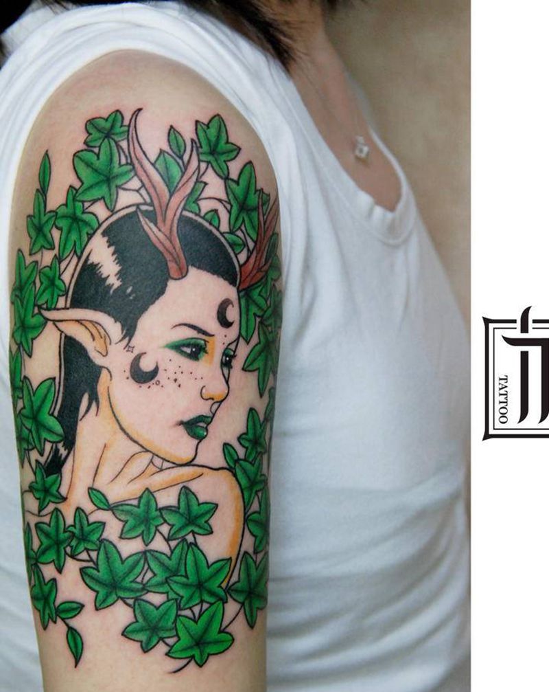 绿色仙女纹身图片_New School纹身图案