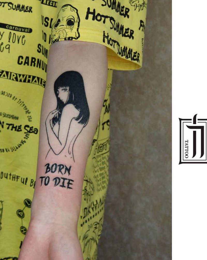 富江纹身图片_图腾速写纹身图案