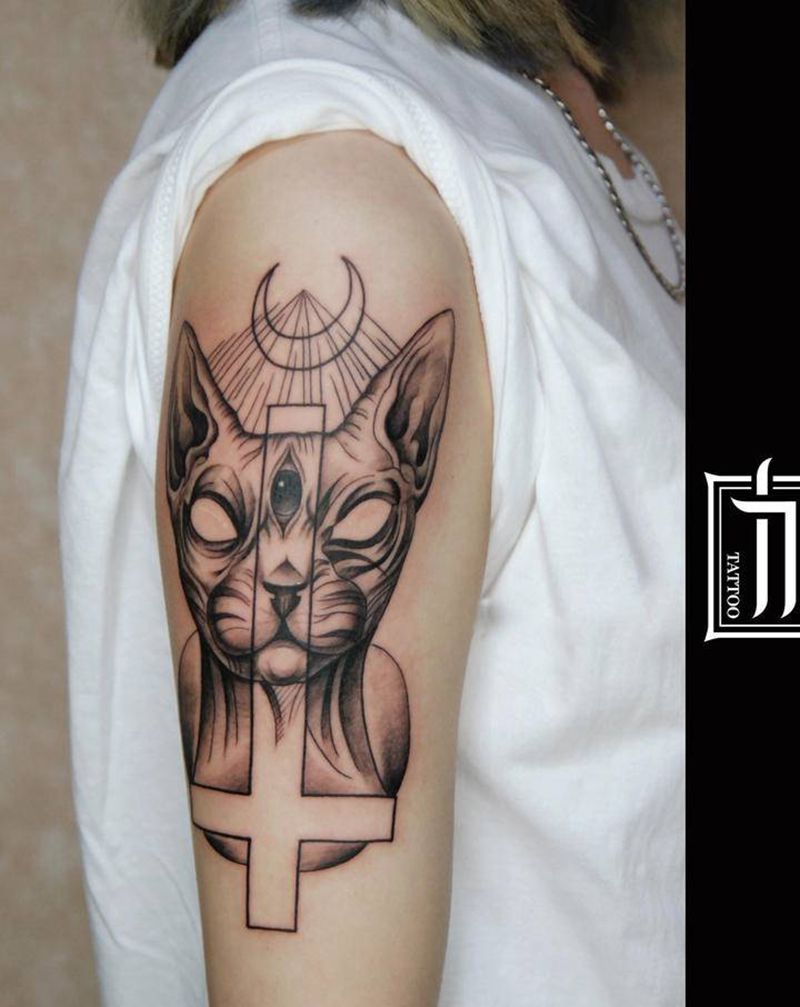 猫纹身图片_New School欧美写实纹身图案