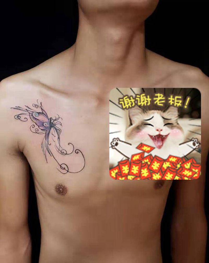 天使纹身图片_胸部纹身图案