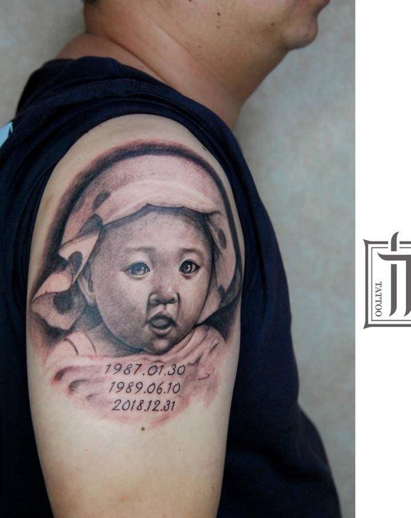 素描头像纹身图片_欧美写实纹身图案