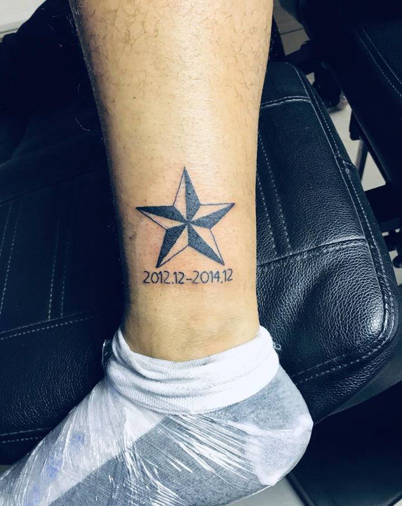退伍兵五角星⭐️纹身图片_腿部纹身图案