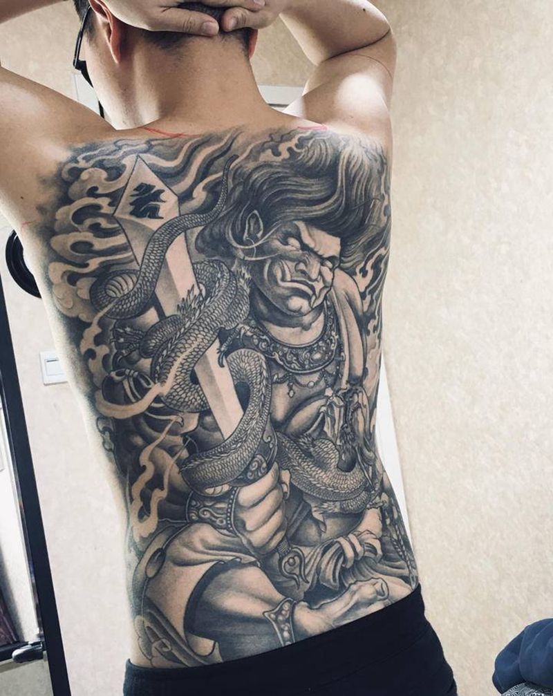 不动明王纹身图片_新传统纹身图案